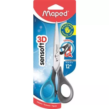   Olló, általános, 16 cm, balkezes, MAPED "Sensoft 3D", vegyes színek