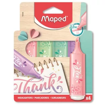   Szövegkiemelő készlet, 1-5 mm, MAPED "Fluo Peps Flex Pastel", pasztell szín, vegyes készletek