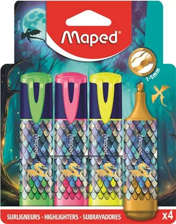 Szövegkiemelő készlet, 1-5 mm, MAPED „Dragon sárkány”, 4 különböző szín