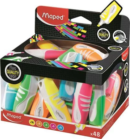 Szövegkiemelő display, 1-5 mm, MAPED "Fluo Peps Pocket Soft", vegyes neon színek