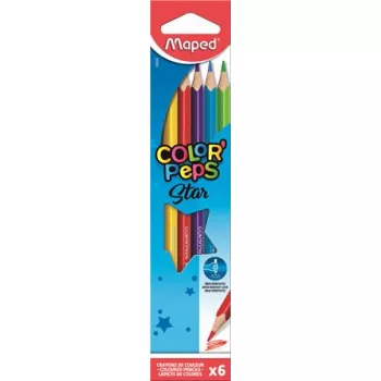   Színes ceruza készlet, háromszögletű, MAPED "Color'Peps Star", 6 különböző szín