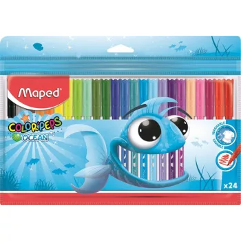   Filctoll készlet, 2 mm, kimosható, MAPED "Color'Peps Ocean", 24 különböző szín