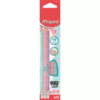   Grafitceruza radírral, HB, háromszögletű, MAPED "Black'Peps Pastel", vegyes pasztell színek