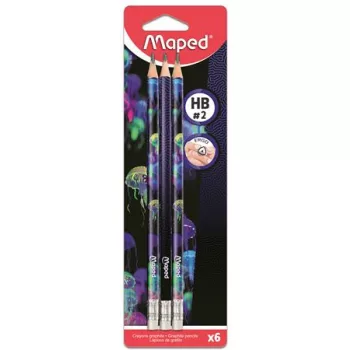   Grafitceruza radírral, HB, háromszögletű, MAPED "Deepsea Paradise", 6 darab