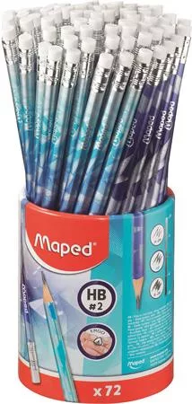 Grafitceruza radírral, ceruzatartó, HB, háromszögletű, MAPED "Arctic jégvilág", 72 db