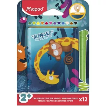   Színes ceruza készlet, fém perselyben, MAPED „Jungle Fever Infinity Kidy”, 12 különböző szín