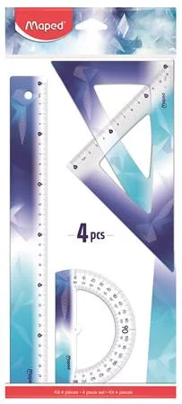 Vonalzókészlet, műanyag, törhetetlen, 4 darabos, MAPED „Arctic jégvilág”