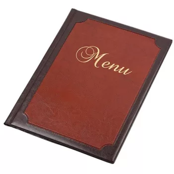   Étlaptartó, A4, bőrhatású, PANTA PLAST "Keretes Menu", sötétbarna-gesztenyebarna