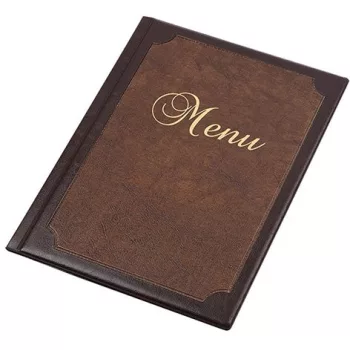   Étlaptartó, A4, bőrhatású, PANTA PLAST "Keretes Menu", sötétbarna-barna