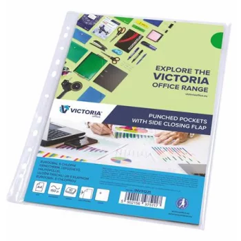   Genotherm, lefűzhető, oldalán hajtófüllel, A4, 150 mikron, víztiszta, VICTORIA OFFICE