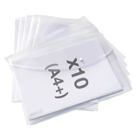 Irattartó tasak, A4+, PP, patentos, RAPESCO "Eco", áttetsző