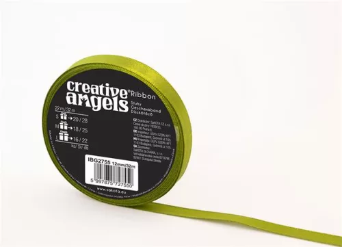 Szatén szalag, 12 mm x 32 m, zöld