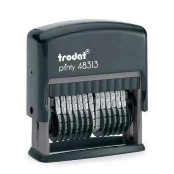   Számbélyegző, TRODAT, "Printy 48313", fekete ház, fekete párnával