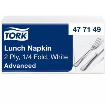   Szalvéta, 1/4 hajtogatott, 2 rétegű, 33x33 cm, Advanced, TORK "Lunch", fehér