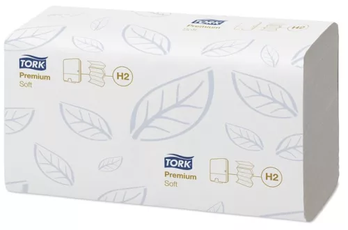 Kéztörlő, Interfold hajtás, 2 rétegű, 110 lap, H2 rendszer, Premium, TORK "Xpress Soft Multifold", fehér
