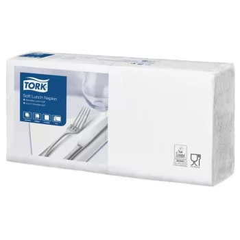   Szalvéta, 1/4 hajtogatott, 3 rétegű, 32,5x32,8 cm, Advanced, TORK "Soft Lunch", fehér