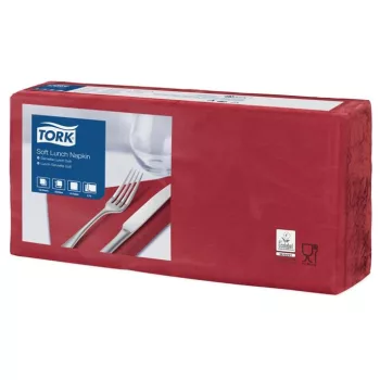   Szalvéta, 1/4 hajtogatott, 3 rétegű, 32,5x32,8 cm, Advanced, TORK "Soft Lunch", bordó