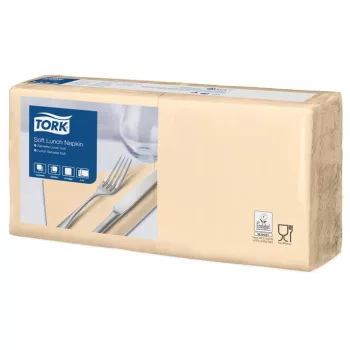   Szalvéta, 1/4 hajtogatott, 3 rétegű, 32,5x32,8 cm, Advanced, TORK "Soft Lunch", homokszín