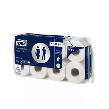   Toalettpapír, T4 rendszer, 2 rétegű, 10,3 cm átmérő, Advanced, TORK, fehér