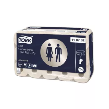   Toalettpapír, T4 rendszer, 3 rétegű, 12,5 cm átmérő, Advanced, TORK, fehér