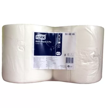   Törlőpapír, tekercses, 25 cm átmérő, 2 rétegű, W2 rendszer, TORK "Általános", fehér