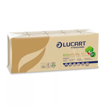   Papír zsebkendő, 4 rétegű, 10x9 db, LUCART "EcoNatural", barna