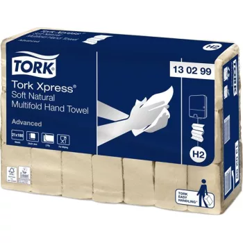   Kéztörlő, Interfold hajtás, 2 rétegű, 180 lap, H2 rendszer, Advanced, TORK "Xpress Soft Multifold", natúr