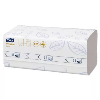   Kéztörlő, tömörített, Interfold, 2 réteg, 170 lap, H2 rendszer, Premium, TORK "Xpress Soft Multifold", fehér