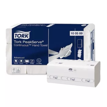   Kéztörlő, hajtogatott, H5 rendszer, 1 rétegű, Advanced, TORK "PeakServe", fehér-szürke nyomat