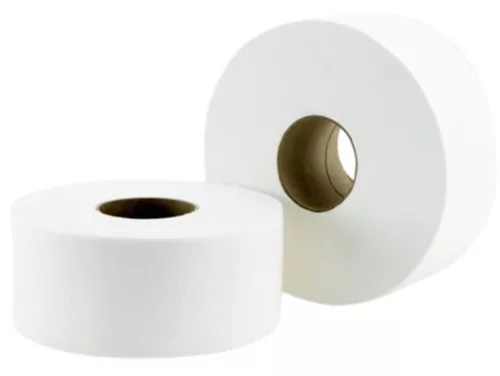Toalettpapír, 2 rétegű, nagytekercses, 100 méter, 19 cm átmérő, hófehér