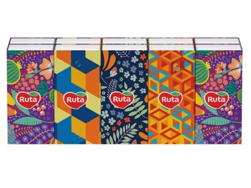 Papír zsebkendő, 3 rétegű, 10x10 db, RUTA "Classic"