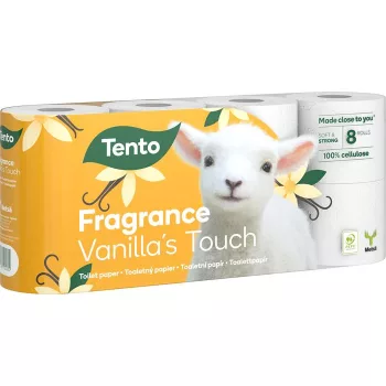   Toalettpapír, 3 rétegű, kistekercses, 8 tekercs, TENTO "Vanilla's Touch", fehér