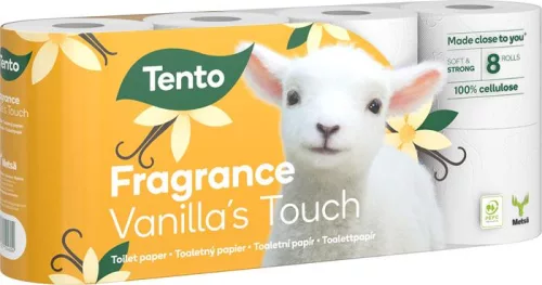 Toalettpapír, 3 rétegű, kistekercses, 8 tekercs, TENTO "Vanilla's Touch", fehér