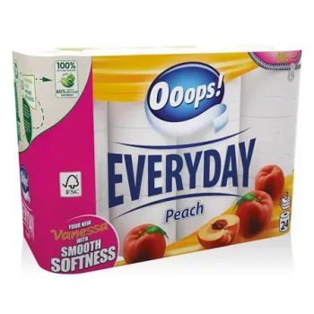   Toalettpapír, 3 rétegű, kistekercses, 24 tekercs, OOOPS "Everyday"