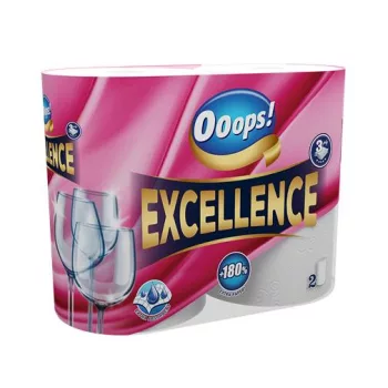   Háztartási papírtörlő, 3 rétegű, 2 tekercses, OOOPS "Excellence"
