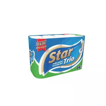   Toalettpapír, 3 rétegű, kistekercses, 24 tekercs, "Star Trio"