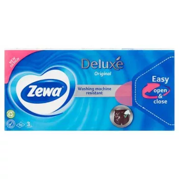   Papír zsebkendő, 3 rétegű, 90 db, ZEWA "Deluxe", illatmentes