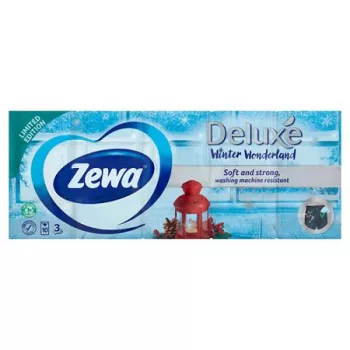   Papír zsebkendő, 3 rétegű, 10x10 db, ZEWA "Deluxe", illatmentes