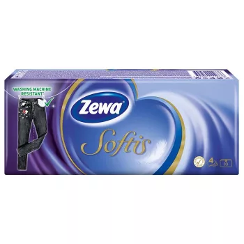   Papír zsebkendő, 4 rétegű, 10x9 db, ZEWA "Softis", classic
