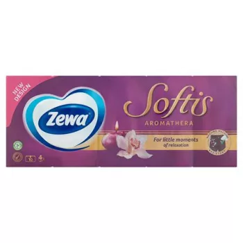   Papír zsebkendő, 4 rétegű, 10x9 db, ZEWA "Softis", aromatherapia