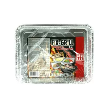 Alumínium grilltálca, 22,5x17 cm, 3 db, ALUFIX