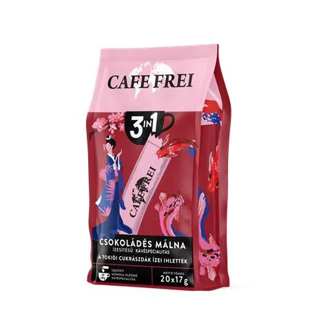 Instant kávé, 20x17 g, CAFE FREI "Tokiói csokoládés málna 3 in 1"