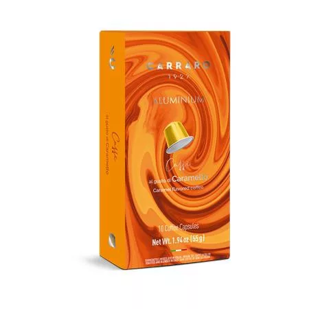 Kávékapszula, Nespresso® kompatibilis, 10 db, CARRARO, karamell