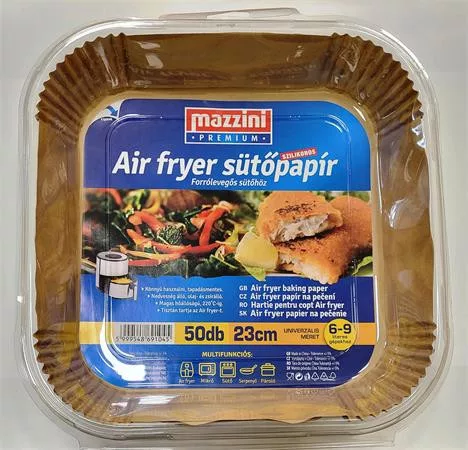 Sütőpapír, szilikonos, Air Fryer készülékhez, szögletes, 23 cm, 50 db, MAZZINI "Premium"