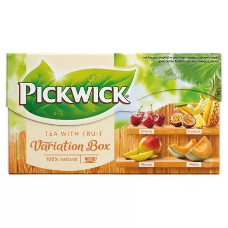 Fekete tea, 20x1,5 g, PICKWICK "Variációk Narancs" meggy, trópusi gyümölcs, mangó, sárgadinnye