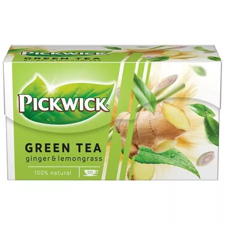Zöld tea, 20x1,5 g, PICKWICK, gyömbér-citromfű