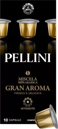 Kávékapszula, Nespresso® kompatibilis, 10 db, PELLINI, "Gran Aroma"