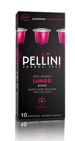 Kávékapszula, Nespresso® kompatibilis, 10 db, PELLINI, "Lungo"