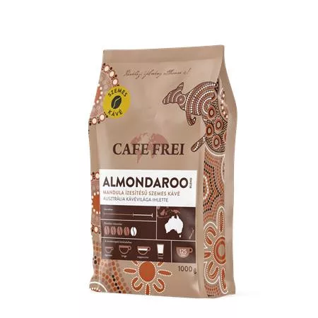 Kávé, pörkölt, szemes, 1000 g, CAFE FREI "Almondaroo" mandulás