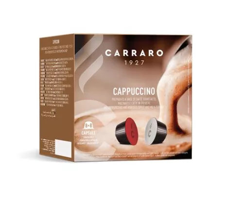 Kávékapszula, Dolce Gusto® kompatibilis, 8+8 db, CARRARO "Cappuccino"